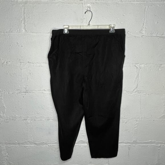 Max Studio Women's Plus Black Linen Drawstring Pull On Cropped Pants Size 2X - Picture 2 of 8